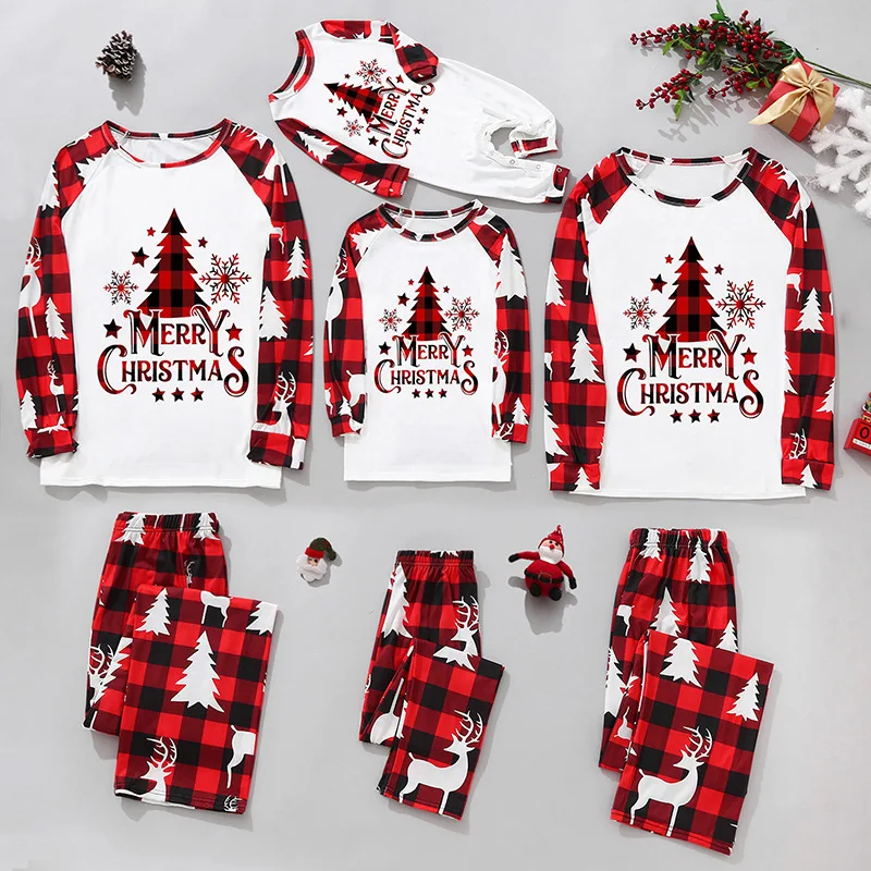 

Рождественские Семейные одинаковые наряды для мамы, папы, детей, комплект из 2 предметов, детские комбинезоны, Повседневная Свободная одежда для сна, Рождественская семейная Пижама