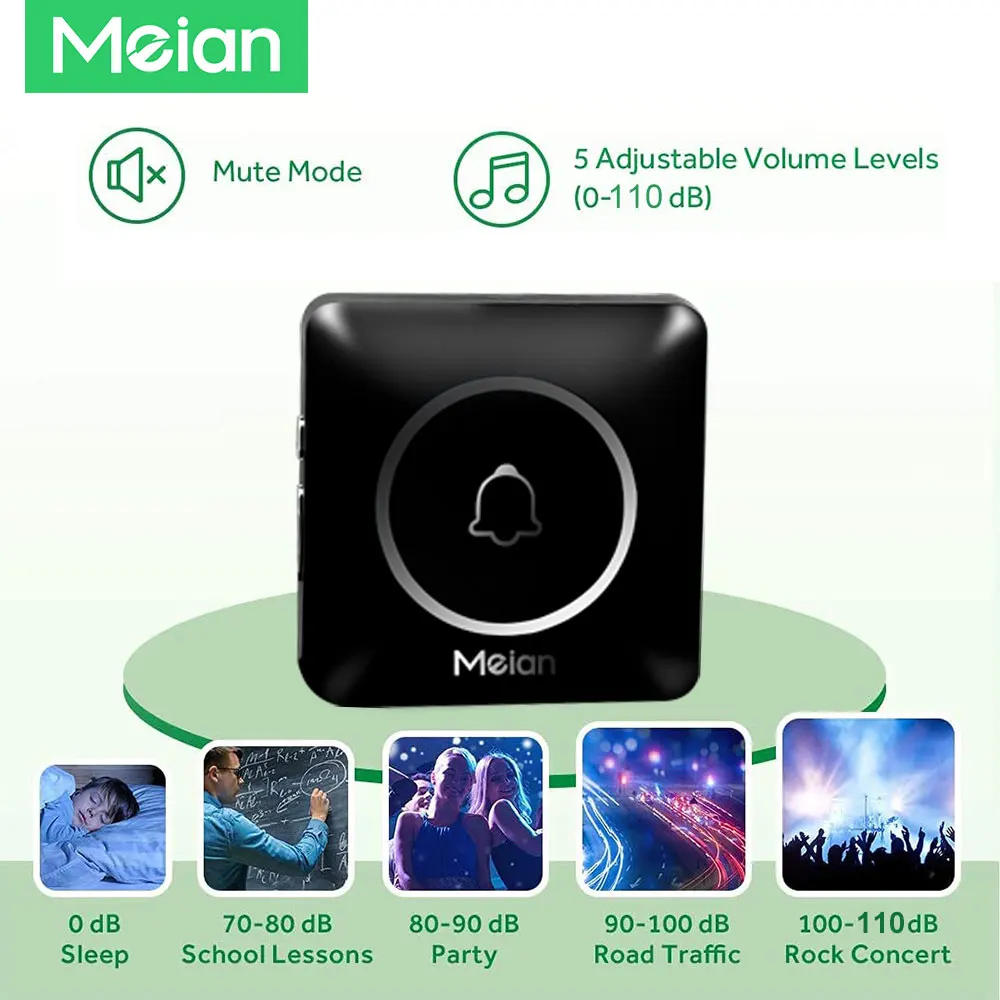 Meian Wireless Doorbell Waterproof 1000ft Range Door Bell Chime Kit 60 Chimes 5 Level Volume LED Flash Doorbell for Smart Home
Meian Wireless Doorbell Waterproof 1000ft Range Door Bell Chime Kit 60 Chimes 5 Level Volume LED Flash Doorbell for Smart Home