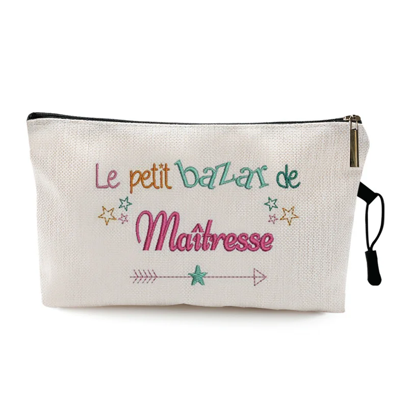 Teacher's Day Graduation Gift Cosmetic Bag Super Atsem Merci Maitresse Print Women Neceser Makeup Bag Pouch Travel Organizer
Teacher's Day Graduation Gift Cosmetic Bag Super Atsem Merci Maitresse Print Women Neceser Makeup Bag Pouch Travel Organizer