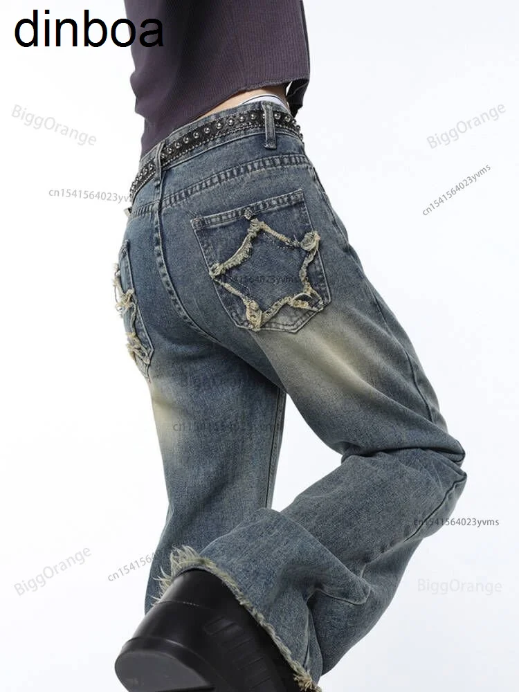 Dinboa-star Patch Women Jeans Harajuku High Street Vintage Raw Edge High Waisted Jeans Women Casual Washed Distressed Y2k Pants
Dinboa-star Patch Women Jeans Harajuku High Street Vintage Raw Edge High Waisted Jeans Women Casual Washed Distressed Y2k Pants