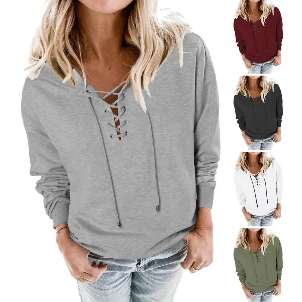 Women Autumn Hoodie Loose Straps Long Sleeves Solid Color Pullover Soft Lace Up Casual Spring Hooded Sweatshirt for Daily Wear
Women Autumn Hoodie Loose Straps Long Sleeves Solid Color Pullover Soft Lace Up Casual Spring Hooded Sweatshirt for Daily Wear