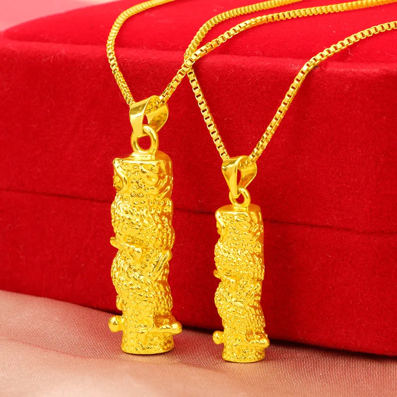 Real 100% Pure 24K Gold Color Dragon Cylinder Necklace for Women Men Fine Jewelry Gifts Necklaces Chains Wedding Engagemen
Real 100% Pure 24K Gold Color Dragon Cylinder Necklace for Women Men Fine Jewelry Gifts Necklaces Chains Wedding Engagemen