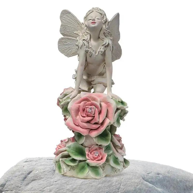 

Статуя Ангела для сада, садовая молитвенная угловая статуя на солнечной батарее, уличная фигурка для внутреннего дворика, двора, лужайки