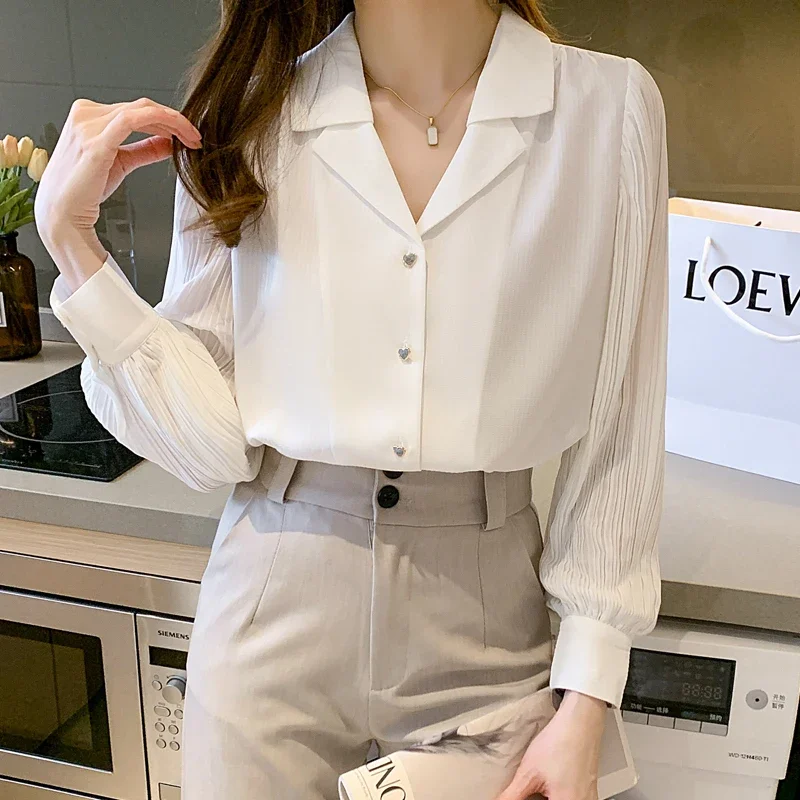 Spring Summer Women's Long-Sleeved Solid Color Commuting Button Chiffon Shirt Blusas Mujer De Moda 2023 Verano Elegantes C078
Spring Summer Women's Long-Sleeved Solid Color Commuting Button Chiffon Shirt Blusas Mujer De Moda 2023 Verano Elegantes C078
