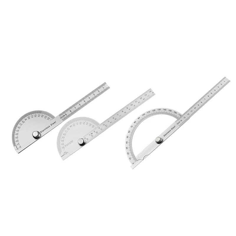 180 Degree Protractor Metal Angle Finder Goniometer Angle Ruler Stainless Steel Woodworking Rotary Measuring Ruler 3Pcs
180 Degree Protractor Metal Angle Finder Goniometer Angle Ruler Stainless Steel Woodworking Rotary Measuring Ruler 3Pcs