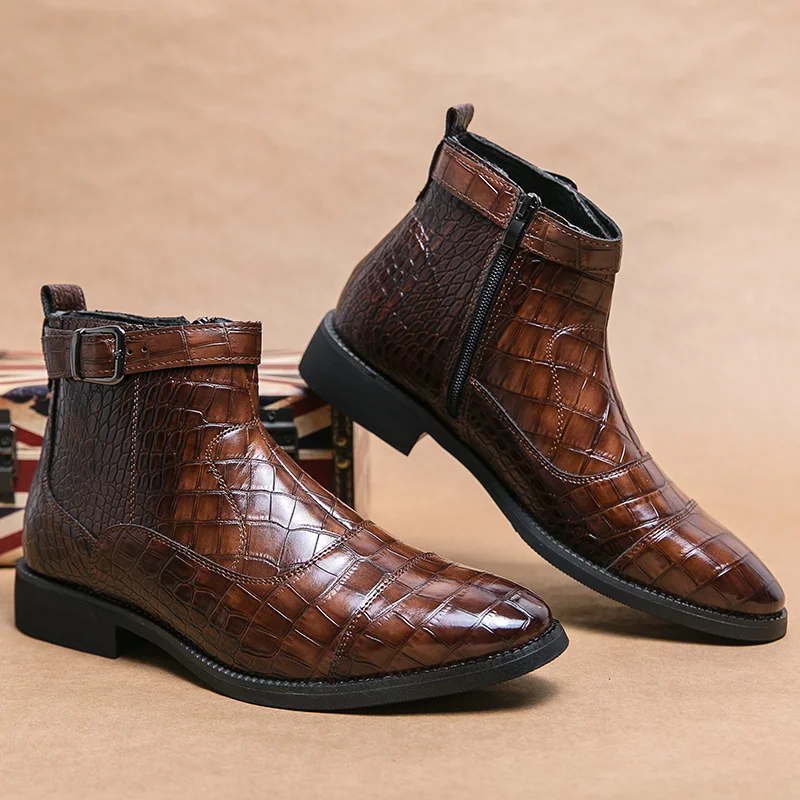 Men Shoes Crocodile Pattern Ankle Boots Oxfords Shoes Leather Dress Business Men Boots Fashion Buckle Leather Boots
Men Shoes Crocodile Pattern Ankle Boots Oxfords Shoes Leather Dress Business Men Boots Fashion Buckle Leather Boots