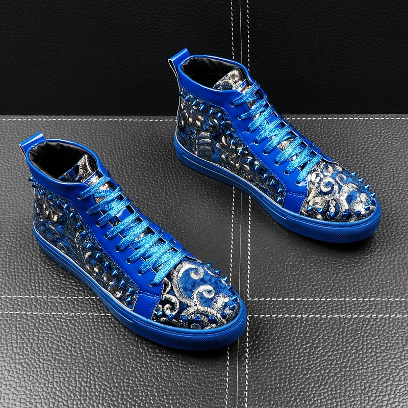 Luxury Brand High Top Sneakers Male High Top Punk Style Shoes Men Fashion Blue\Black Printing Lace up Flat Spring Shoes
Luxury Brand High Top Sneakers Male High Top Punk Style Shoes Men Fashion Blue\Black Printing Lace up Flat Spring Shoes