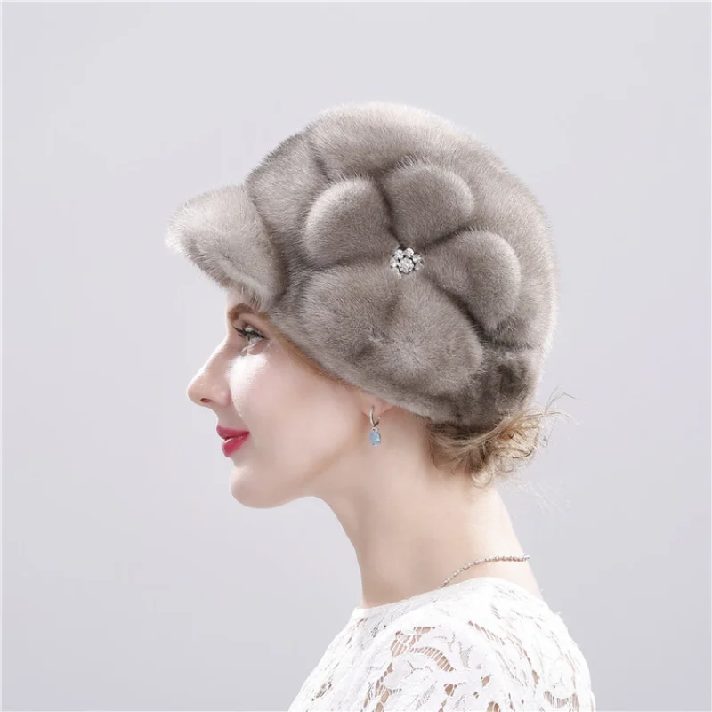 

Visón natural para mujer sombreros de marca de lujo a la moda, de alta calidad, mantiene el calor en Rusia,novedad de invierno