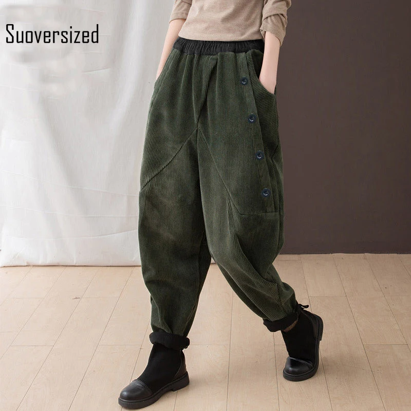 Suoversized Fashion High Street Thicken Loose Corduroy Harem Pants Vintage Elastic High Waist Trousers Casual Big Size Pants
Suoversized Fashion High Street Thicken Loose Corduroy Harem Pants Vintage Elastic High Waist Trousers Casual Big Size Pants
