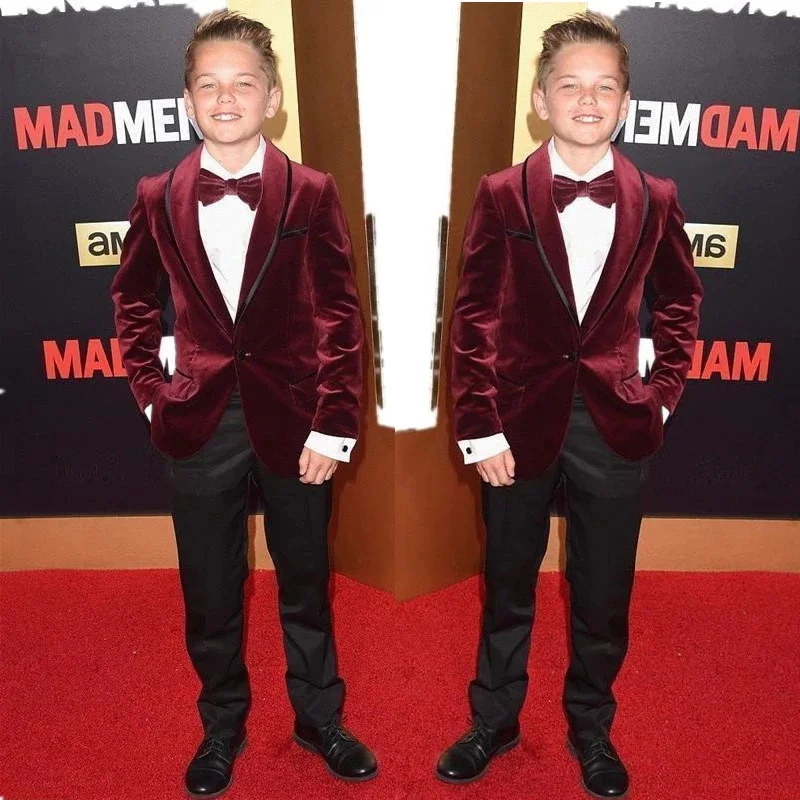 Wine Red Velour Flower Boy's Suits Baby Kids Blazer Pants Vest Weddings Outfits Toddler Shawl Lapel Set
Wine Red Velour Flower Boy's Suits Baby Kids Blazer Pants Vest Weddings Outfits Toddler Shawl Lapel Set