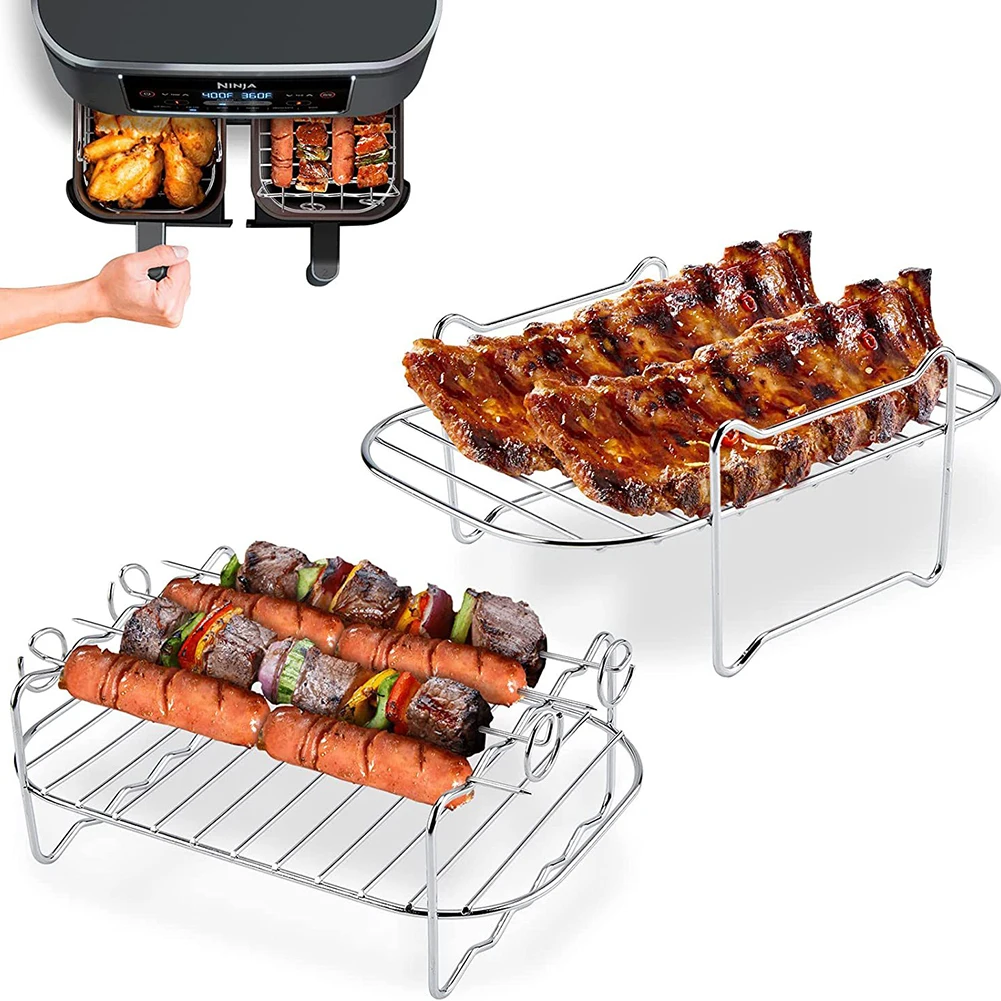 Air Fryer Double Pot Accessories Rectangular Kitchen Cookware Fried Food Stainless Steel Double Layer Grill Stick Holder
Air Fryer Double Pot Accessories Rectangular Kitchen Cookware Fried Food Stainless Steel Double Layer Grill Stick Holder