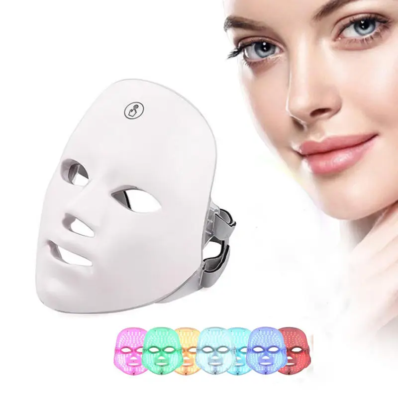 

7 цветов Светодиодная маска для красоты лица фотоновая фотомаска для омоложения кожи против акне лечебная маска для удаления морщин уход за кожей лица