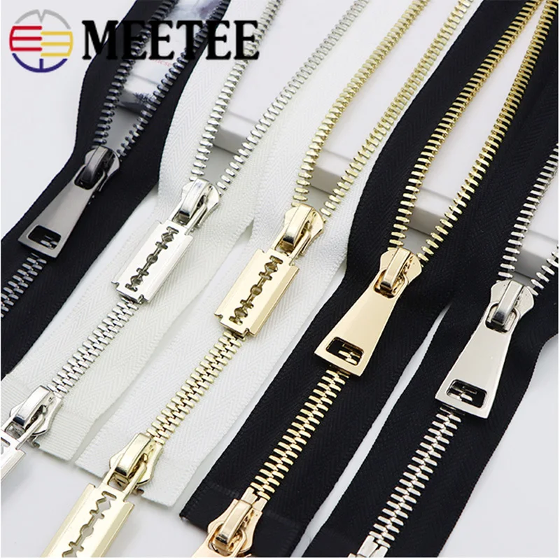 

1Pc Meetee 80/100/120cm 8# Metal Zipper Double Sliders Open-End Zips for Down Jacket Coat Repair Parts Zippers DIY Sewing Zip