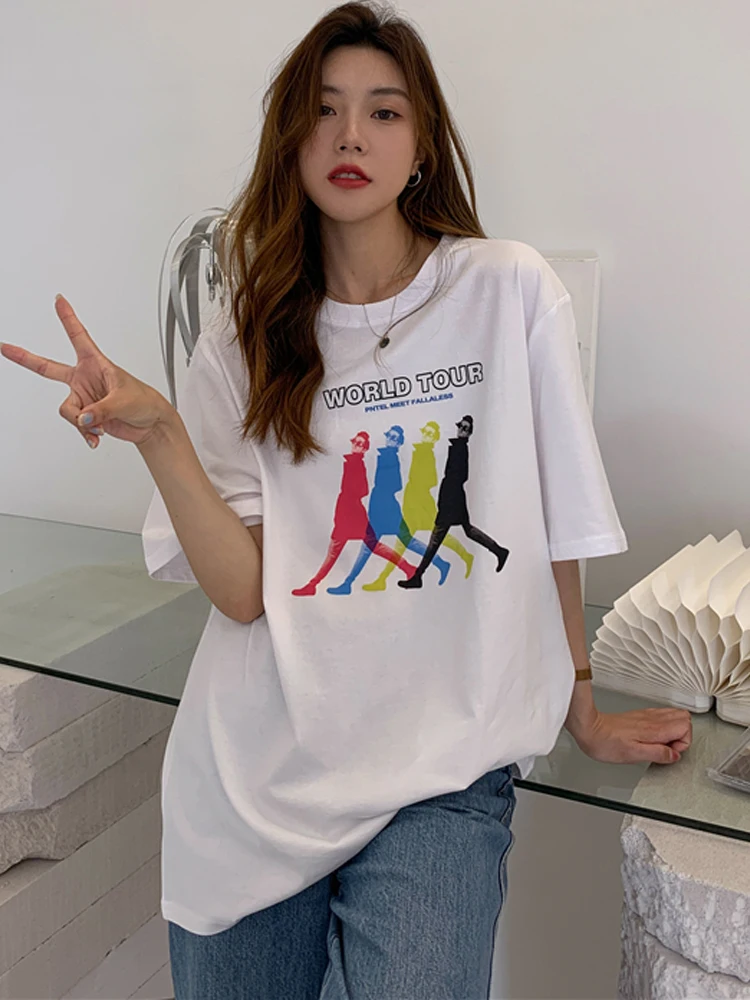 Korean Cartoon Letter Print Women's T-shirts Casual oversized BF Short-sleeved T-shirt Female O-neck Beige Light Gray White Tops
Korean Cartoon Letter Print Women's T-shirts Casual oversized BF Short-sleeved T-shirt Female O-neck Beige Light Gray White Tops
