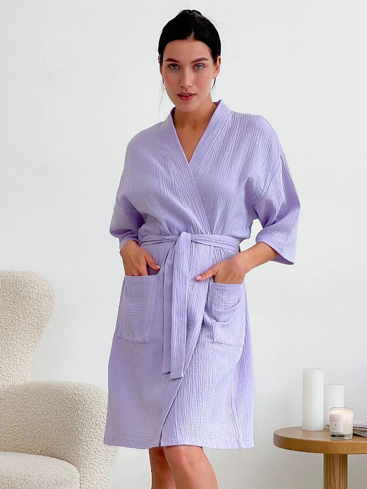 Linad Cotton Robes For Women Loose Half Sleeve Nightwear Sashes 2022 Autumn Casual Bathrobe Female Solid Sleepwear Pockets
Linad Cotton Robes For Women Loose Half Sleeve Nightwear Sashes 2022 Autumn Casual Bathrobe Female Solid Sleepwear Pockets