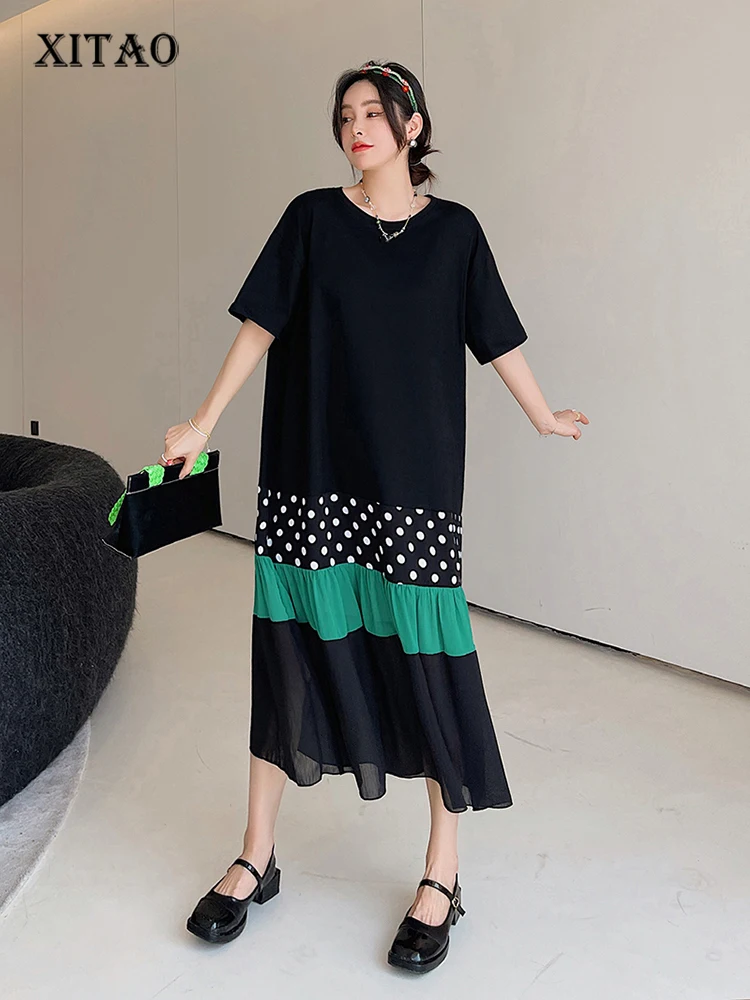 XITAO Casual T-shirt Dress Contrast Color Dot Splicing Loose Fashion Simplicity O-neck Women Pullover Dress 2022 New WLD7805
XITAO Casual T-shirt Dress Contrast Color Dot Splicing Loose Fashion Simplicity O-neck Women Pullover Dress 2022 New WLD7805