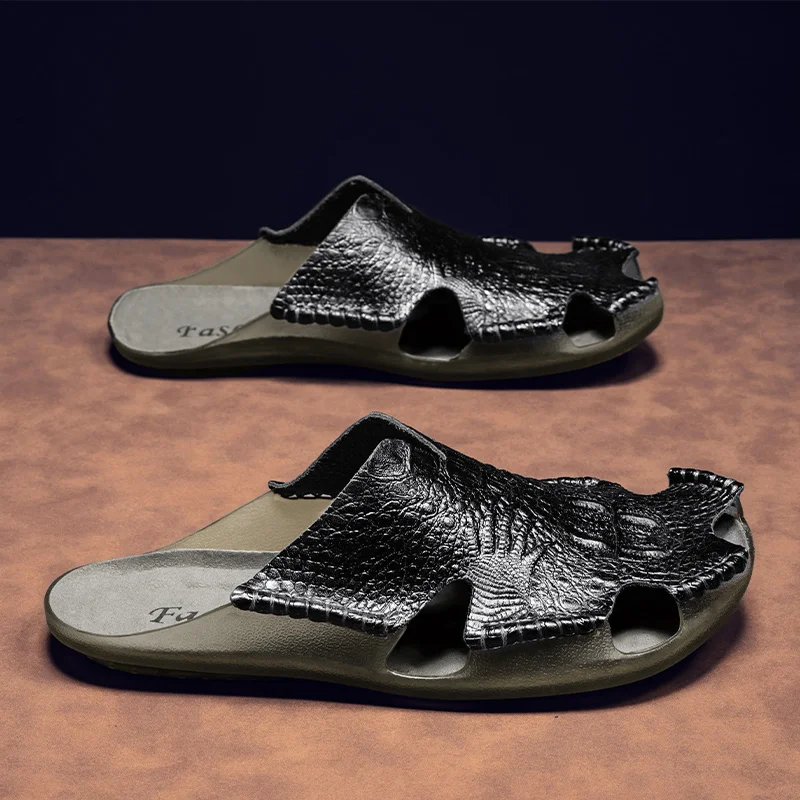 New Summer Men's Shoes Luxury Crocodile Pattern Leather Casual Shoes Brand Slip On Men Sandals Fashion Beach Sandals Big Size 46
New Summer Men's Shoes Luxury Crocodile Pattern Leather Casual Shoes Brand Slip On Men Sandals Fashion Beach Sandals Big Size 46