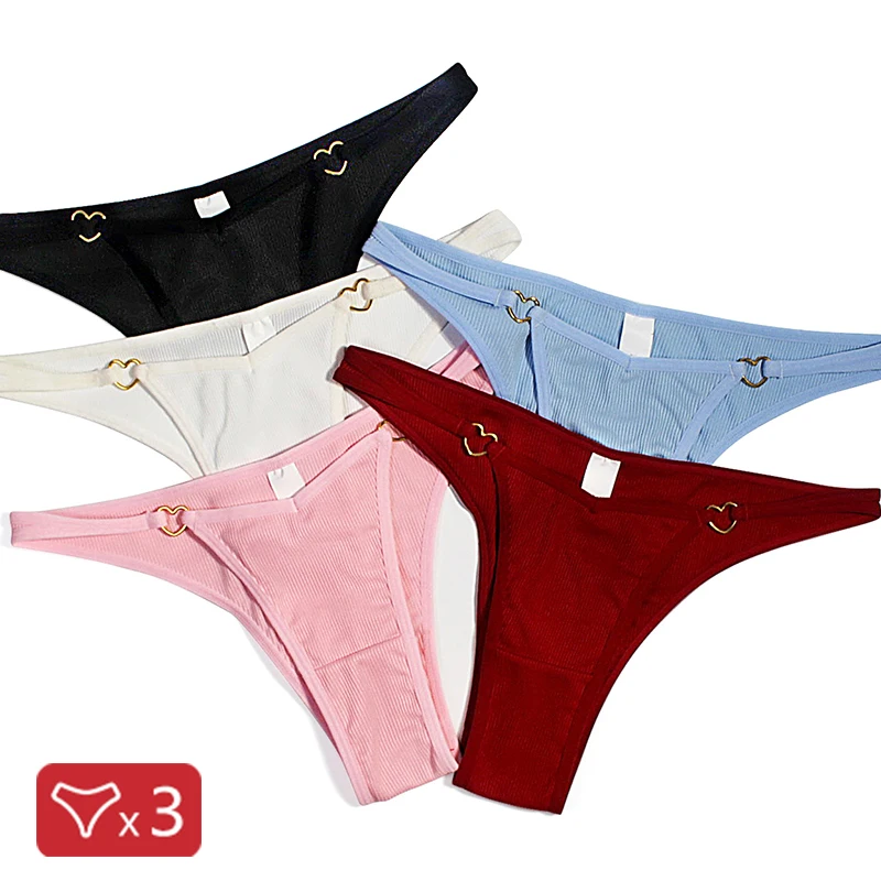 3PCS Cotton Panties Women Low Waist Sexy G-string Thongs Heart Metal Buckle Breathable Briefs Female Underwear Sensual Lingerie
3PCS Cotton Panties Women Low Waist Sexy G-string Thongs Heart Metal Buckle Breathable Briefs Female Underwear Sensual Lingerie