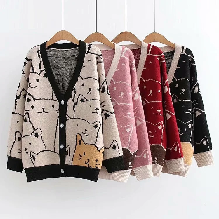 Harajuku Kawaii Cartoon V Neck Cardigan Women Y2k Cat Vintage Knitted Sweater Female Retro Fashion Long Sleeve Knitwear Coat
Harajuku Kawaii Cartoon V Neck Cardigan Women Y2k Cat Vintage Knitted Sweater Female Retro Fashion Long Sleeve Knitwear Coat
