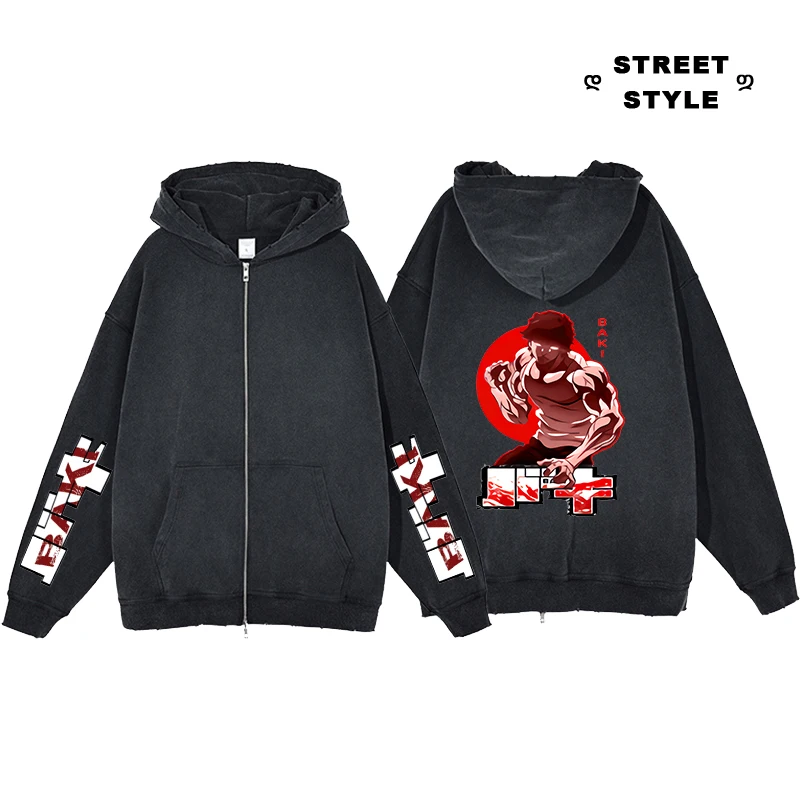 New Baki The Grappler Anime Hoodie Hanma 100% Cotton Vintage Zipper Jacket Unisex Harajuku Hip Hop Streetwear Male Zip Up Coat 
New Baki The Grappler Anime Hoodie Hanma 100% Cotton Vintage Zipper Jacket Unisex Harajuku Hip Hop Streetwear Male Zip Up Coat