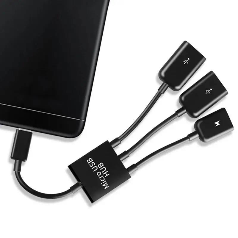 

Кабель-адаптер 3 в 1 Micro Otg, легкие портативные адаптеры для мыши для планшетов Android, адаптер Usb Otg, черный