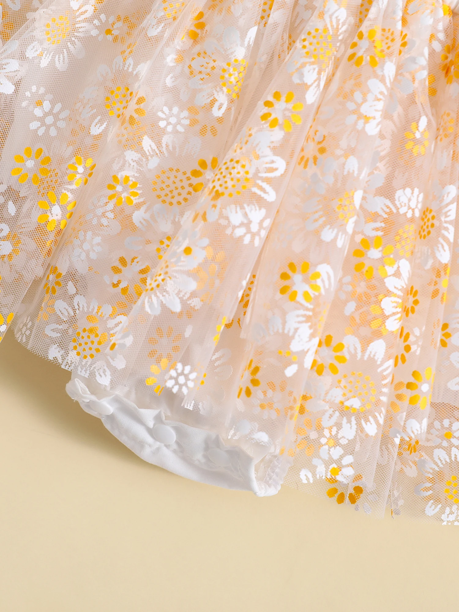 Adorable Newborn Baby Girl Romper Dress with Daisy Print Puff Sleeves Mesh Skirt Hem and Matching Headband - Perfect for 
Adorable Newborn Baby Girl Romper Dress with Daisy Print Puff Sleeves Mesh Skirt Hem and Matching Headband - Perfect for