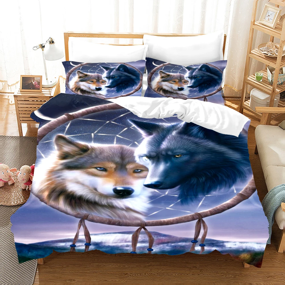 

Luxury Wolf Bedding Set Adults Boys Wolves Animal Duvet Cover Bed Sets King Queen Size Cool Bedclothes Decor Home