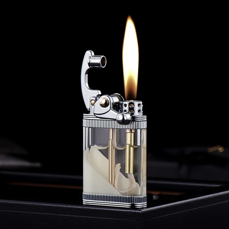Cool Night Glow Sand Rocker Arm Windproof Kerosene Lighter Retro Transparent Oil Warehouse Open Fire Lighter Smoking Essential
Cool Night Glow Sand Rocker Arm Windproof Kerosene Lighter Retro Transparent Oil Warehouse Open Fire Lighter Smoking Essential