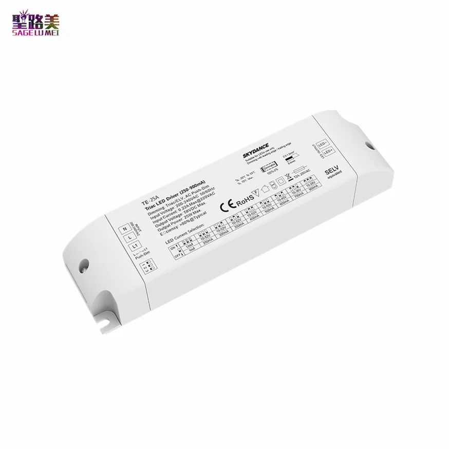 10-52VDC 25W 250-900mA CC Triac Dimmable LED Driver Controller TE-25A AC220V Adapter For LED Celling Light Downlight Spotlight
10-52VDC 25W 250-900mA CC Triac Dimmable LED Driver Controller TE-25A AC220V Adapter For LED Celling Light Downlight Spotlight
