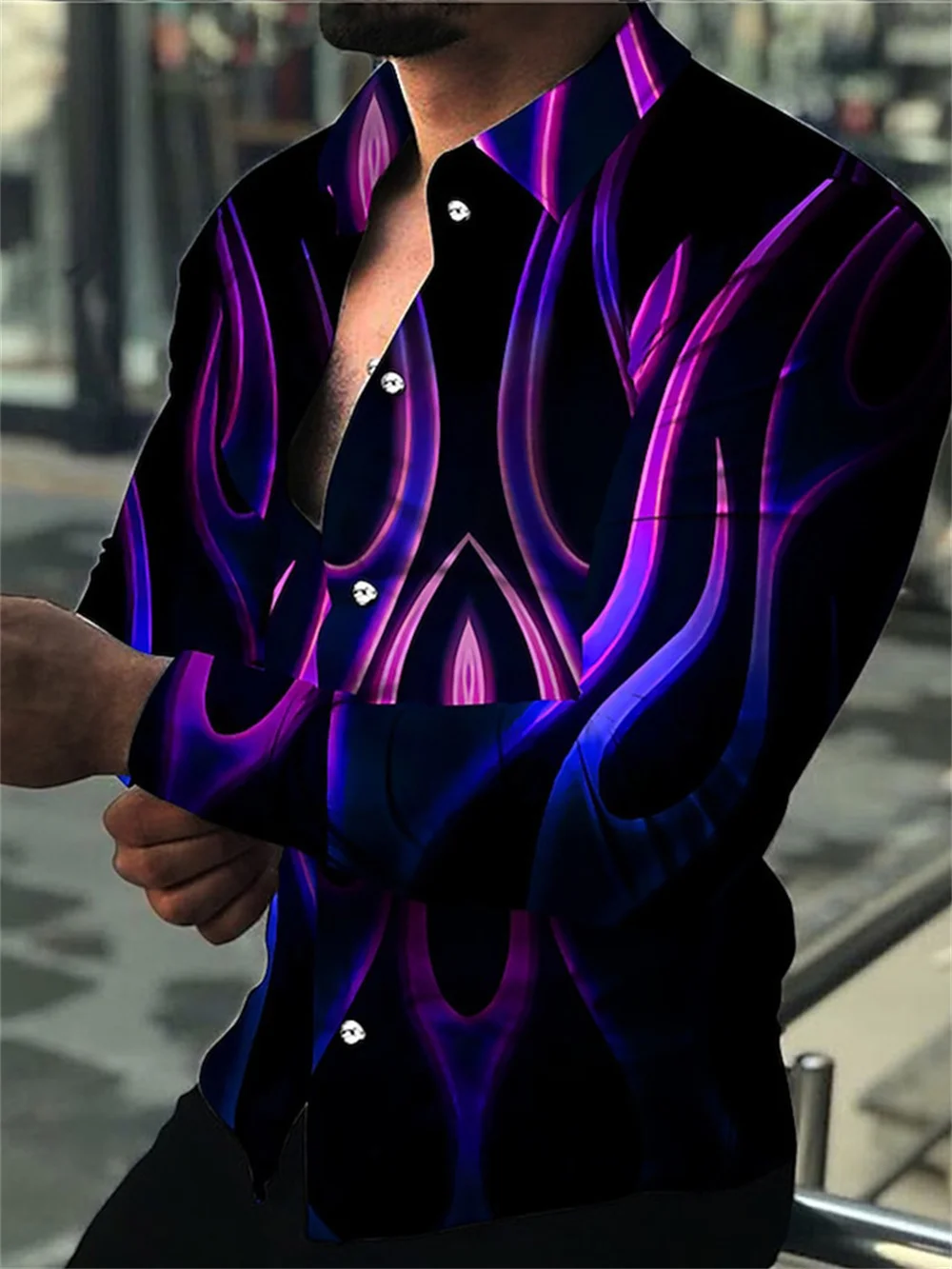 Fasion Luxury Men Sirts Sinle Breasted Sirt Casual Purple Turbulent Print Lon Sleeve Tops Men's Clotin awaii Cardian
Fasion Luxury Men Sirts Sinle Breasted Sirt Casual Purple Turbulent Print Lon Sleeve Tops Men's Clotin awaii Cardian