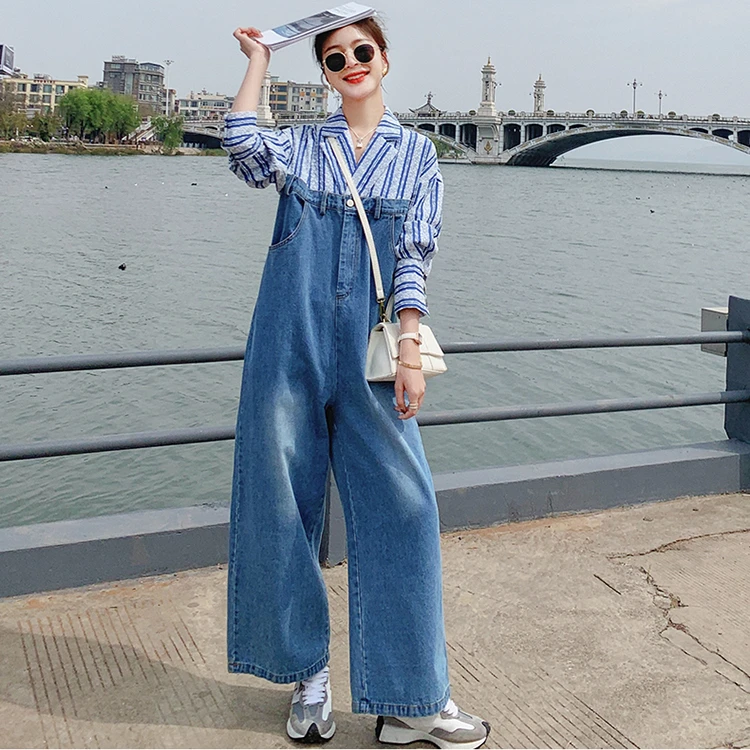 Women Chic Stripe Splice Denim Wide Leg Jumpsuit Spring Fall Elegant Long Sleeve Loose One Piece Jean Pants Overalls Romper 8033
Women Chic Stripe Splice Denim Wide Leg Jumpsuit Spring Fall Elegant Long Sleeve Loose One Piece Jean Pants Overalls Romper 8033