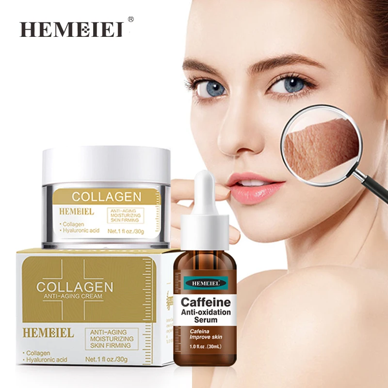Anti Aging Collagen Face Cream Wrinkle Nourish Moisturize Caffeine Face Serum Tighten The Skin Skin Care Facial Cream Serum Set 
Anti Aging Collagen Face Cream Wrinkle Nourish Moisturize Caffeine Face Serum Tighten The Skin Skin Care Facial Cream Serum Set