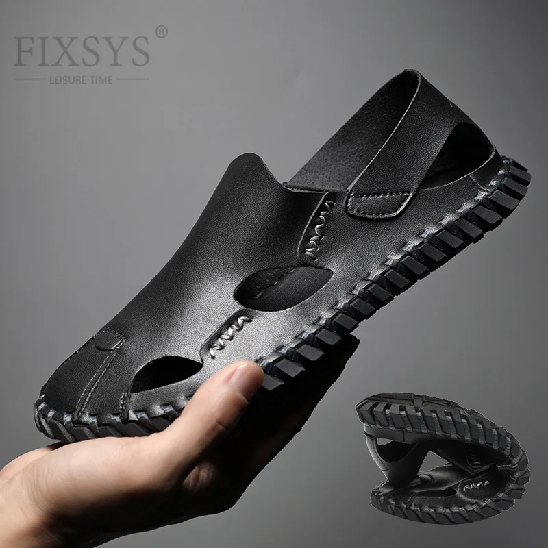 FIXSYS Fashion Men Sandals Leather Man Slides Outdoor Beach Shoes Summer Mans Slippers Handmade Street Walking Shoes Big Size 48
FIXSYS Fashion Men Sandals Leather Man Slides Outdoor Beach Shoes Summer Mans Slippers Handmade Street Walking Shoes Big Size 48