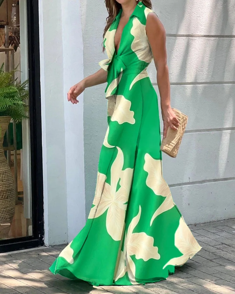 Women's 2022 Summer New Fashion Sexy V-neck Sleeveless Lapel Top Loose Wide Leg Jumpsuit Spring Long Sleeve Green Jumpsuit Long
Women's 2022 Summer New Fashion Sexy V-neck Sleeveless Lapel Top Loose Wide Leg Jumpsuit Spring Long Sleeve Green Jumpsuit Long