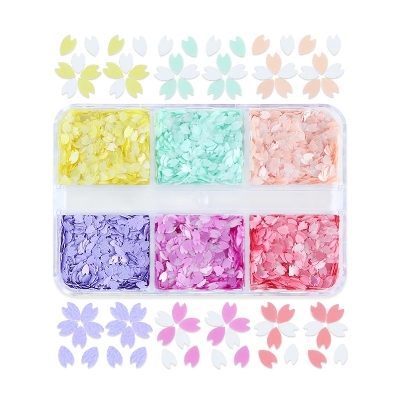 

Kelopak Bunga Sakura seni kuku payet Glitter Set manikur bunga Sakura perhiasan Paillettes atau DIY mengisi membuat