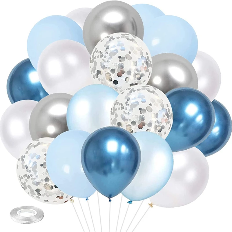 Blue Silver White Balloons Pack Of 60, Metallic Blue Silver Birthday Party Balloons, Macaron Blue Pearl Blue Balloon Set
Blue Silver White Balloons Pack Of 60, Metallic Blue Silver Birthday Party Balloons, Macaron Blue Pearl Blue Balloon Set