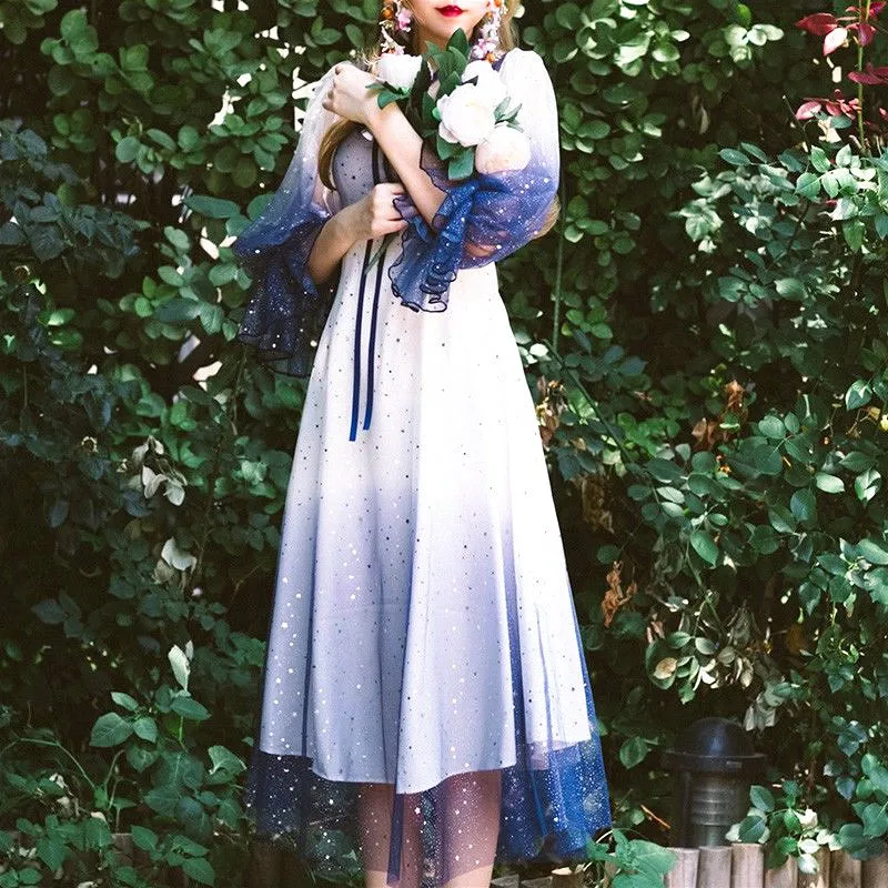 

Женское платье-миди с квадратным вырезом, элегантное дизайнерское платье во французском стиле с длинным рукавом-фонариком и бантом, лето 2022