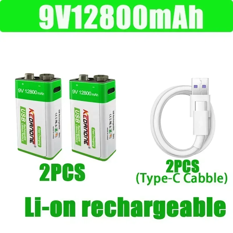 НОВЫЙ литий-ионный аккумулятор 9 В 12800 мАч аккумуляторы Micro USB литиевые для