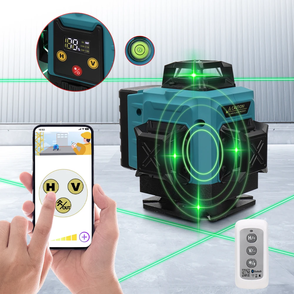 KEZERS 4D 360 Display Green Laser Level 16 Lines Self leveling Super Powerful 4000mAh Li-ion Battery Nivel Laser Remote Control
KEZERS 4D 360 Display Green Laser Level 16 Lines Self leveling Super Powerful 4000mAh Li-ion Battery Nivel Laser Remote Control