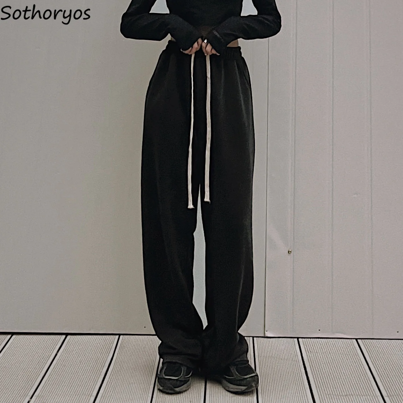 Casual Pants Women Loose Black Simple Wide Leg High Waist Trousers Fitness Teenager All-match Daily Drawstring Bottoms Ulzzang 
Casual Pants Women Loose Black Simple Wide Leg High Waist Trousers Fitness Teenager All-match Daily Drawstring Bottoms Ulzzang