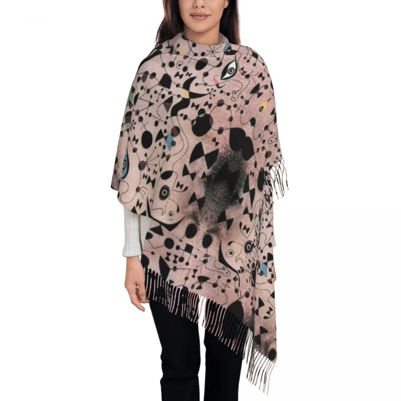 

Long The Beautiful Bird Revealing The Unknown To A Pair Of Lovers Scarves Fall Thick Warm Tassel Shawl Wraps Joan Miro Scarf