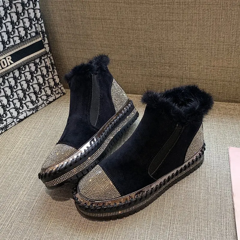 Warm Real Mink Fur Shoes Women Luxury Crystal Hand Stitching Leather Winter Large Size High Woman Slip-on Platform Flats
Warm Real Mink Fur Shoes Women Luxury Crystal Hand Stitching Leather Winter Large Size High Woman Slip-on Platform Flats
