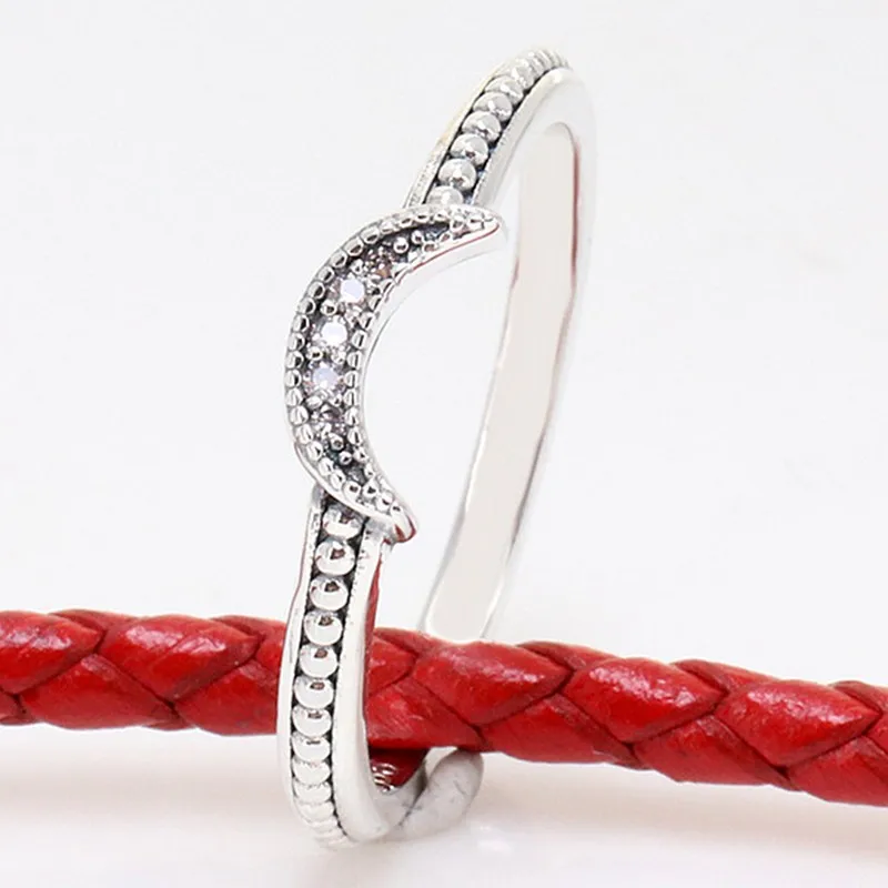Authentic 925 Sterling Silver Crescent Moon Beaded With Crystal Ring For Women Wedding Party Europe Fashion Jewelry
Authentic 925 Sterling Silver Crescent Moon Beaded With Crystal Ring For Women Wedding Party Europe Fashion Jewelry