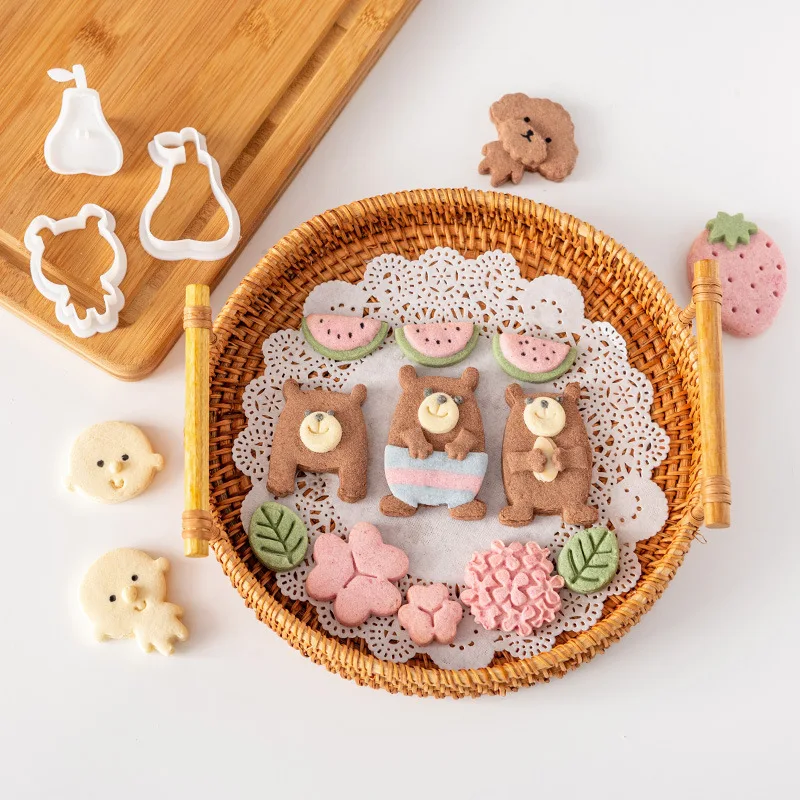 New Cartoon Animal Fruit Flowers Love Cookies Three-dimensional 3D Press Kitchen Baking Cookie Mold Cookie Stamp Flower Cutter
New Cartoon Animal Fruit Flowers Love Cookies Three-dimensional 3D Press Kitchen Baking Cookie Mold Cookie Stamp Flower Cutter