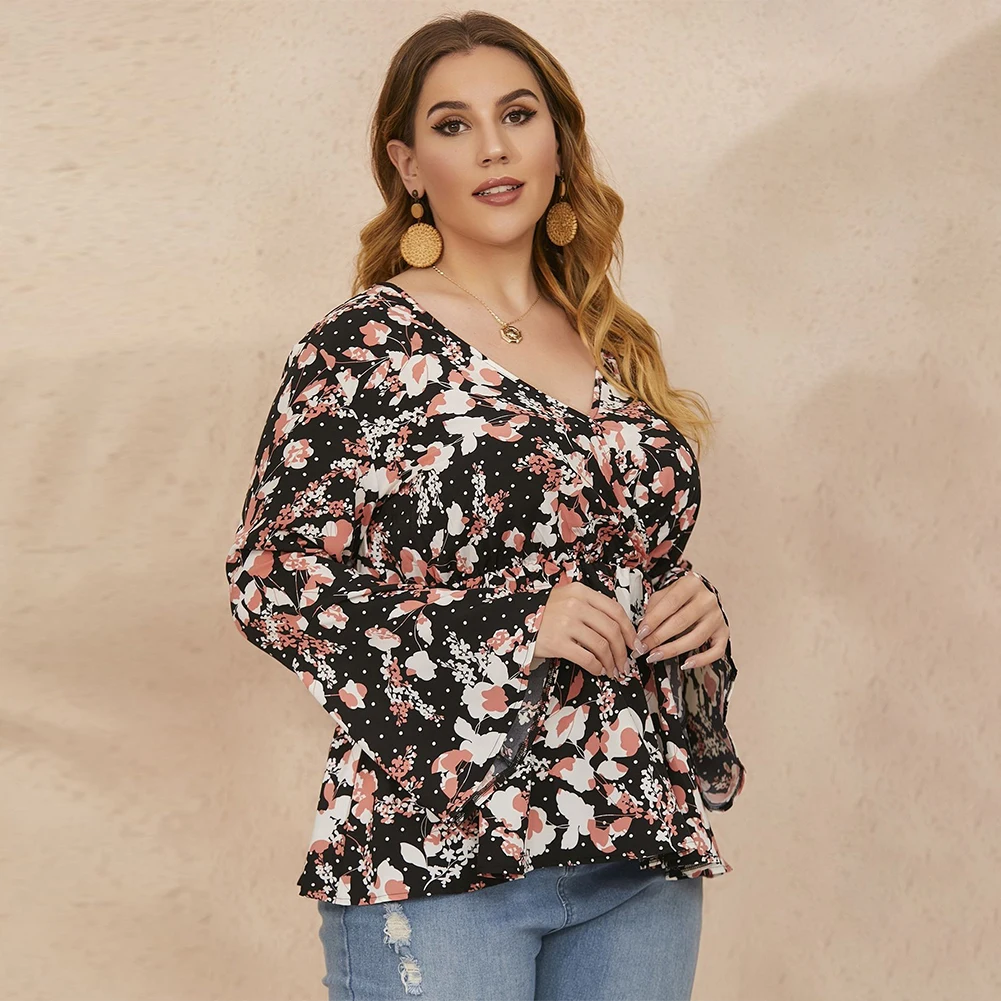 Plus Size Women Floral Print Shirt Long Trumpet Sleeve Blouse V Neck Ruffled Top Printed Loose Casual Shirt L-4XL
Plus Size Women Floral Print Shirt Long Trumpet Sleeve Blouse V Neck Ruffled Top Printed Loose Casual Shirt L-4XL