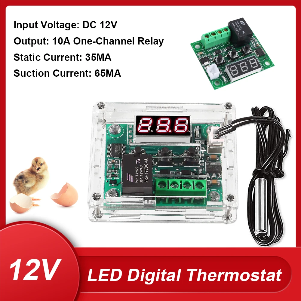 W1209 DC 12V Mini Thermostat Digital Temperature Controller Incubation Thermostat Temperature Control Switch
W1209 DC 12V Mini Thermostat Digital Temperature Controller Incubation Thermostat Temperature Control Switch
