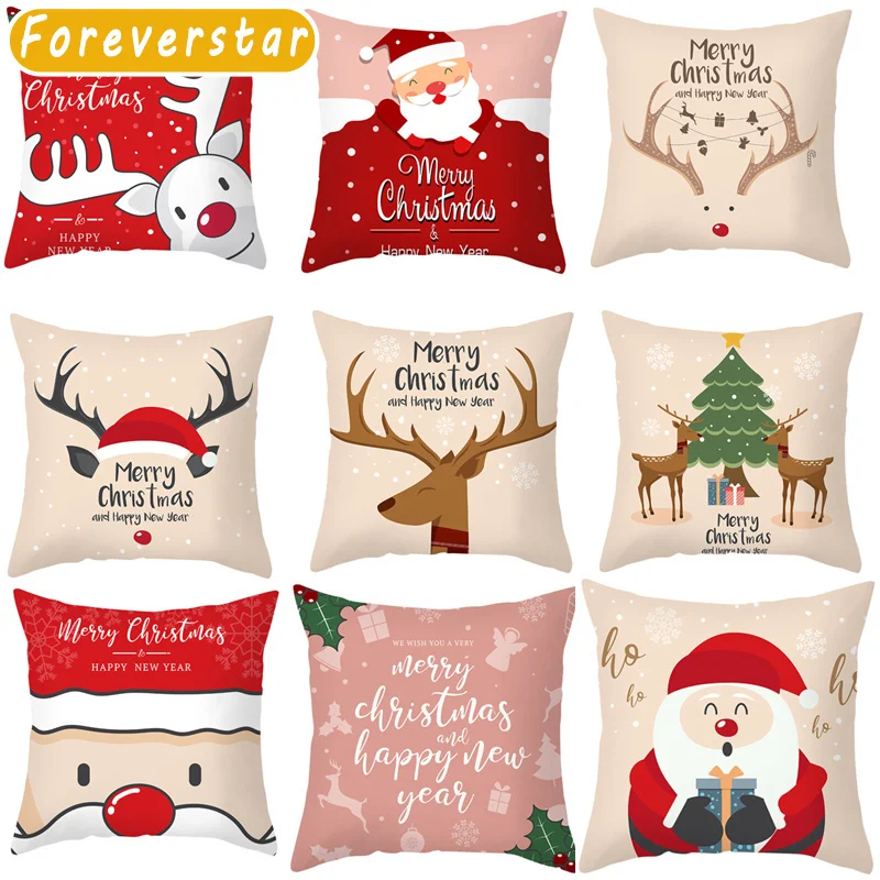 

Christmas Cushion Cover Sofa Pillow Cover Xmas Decoration New Year 2023 Decor Merry Christmas 45*45cm Funda Cojín Cojines