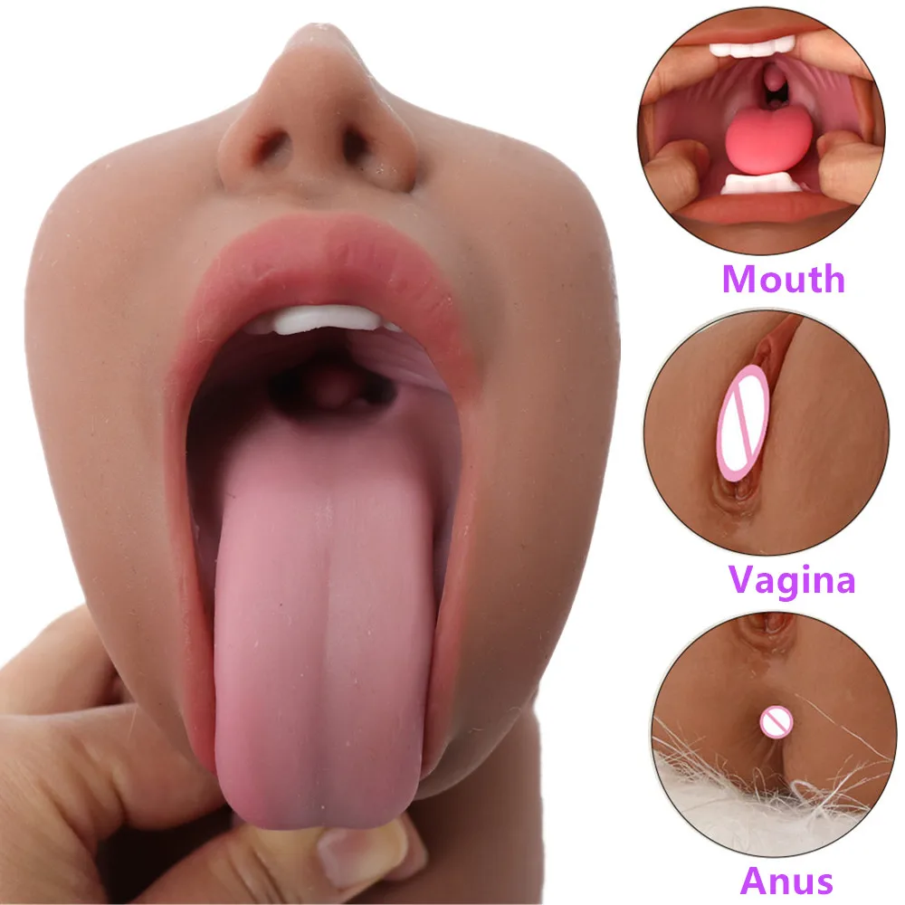 

y 3D Realistic Mouth Male Masturbator Real Deep Throat Vagina Anal Oral Sex With Tongue Blowjob Pocket Pussy Adult Sextoys for