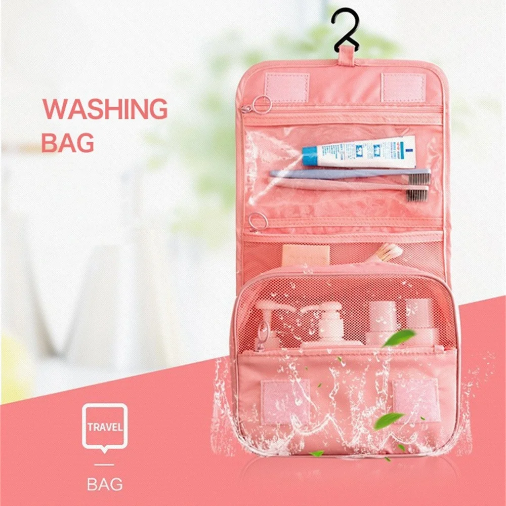 

Waterproof Cosmetic Female Capacity Toiletry Makeup with Large Washbag Portable Case Bag Hook Storage Travel Hanging Bathroom