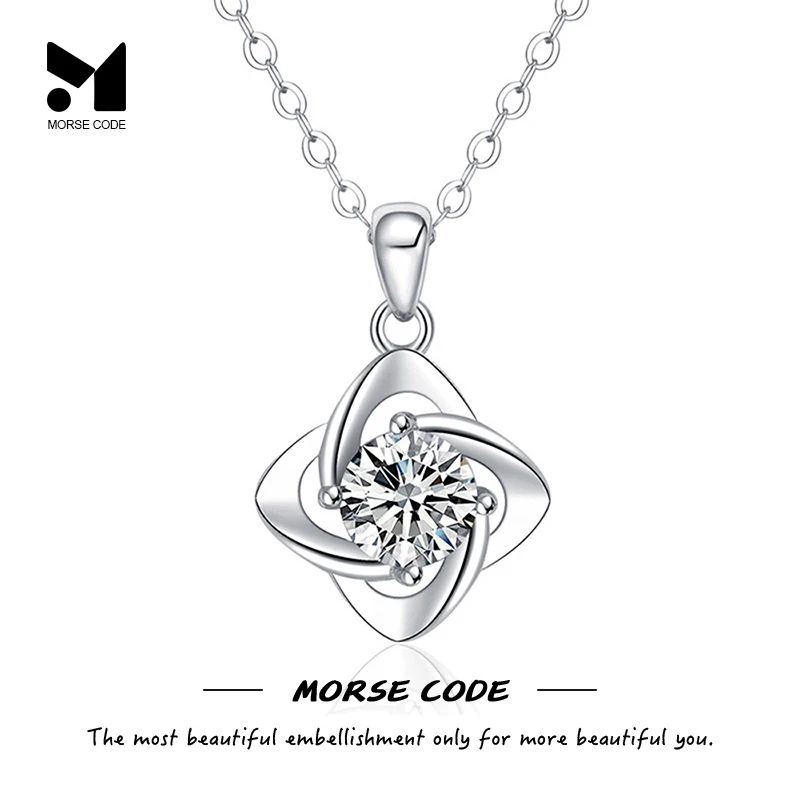 

MC 1 Carat Moissanite Lucky Clover Pendant Clavicle Necklace Chain For Women 925 Sterling Silver Wedding Party Fine Jewelry Gift